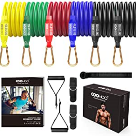 Exercise Resistance Bands Set– Premium Bodybuilding Bands – 6 pcs Stackable Resistance Bands Up to 200Lbs for Arms, Back, Legs, Chest, Abs and Glutes - Work Out Equipment with Anti-Snap Design
